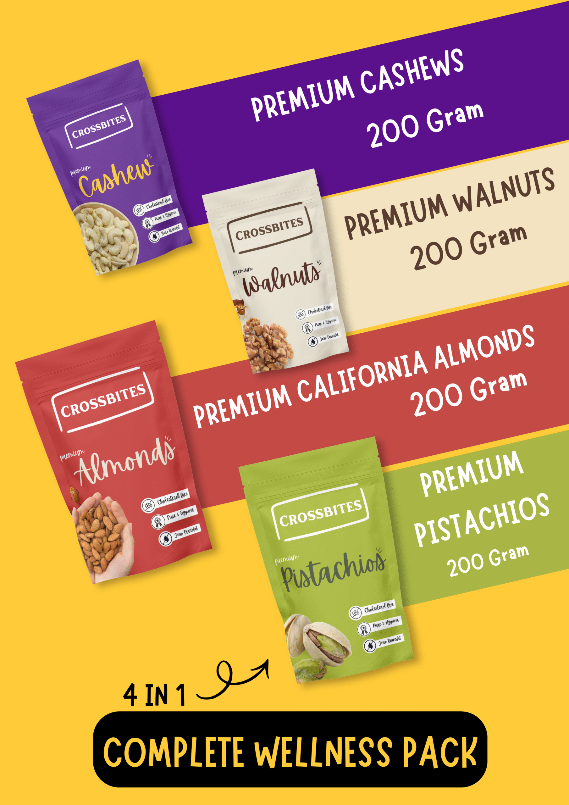 Complete Wellness Pack ( California Almonds-Premium Cashews-Premium Walnuts- Premium Pistachios ) - Image 2