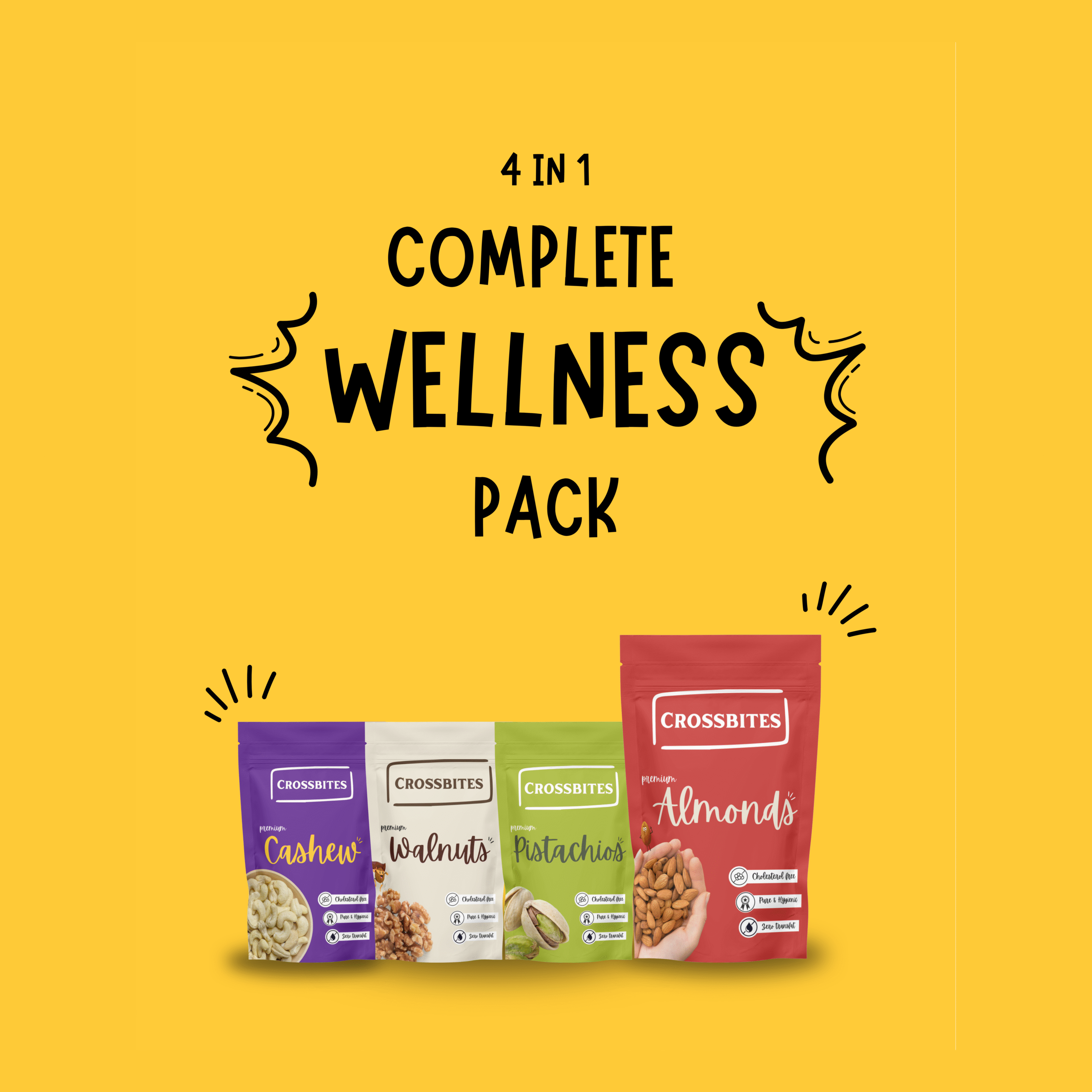 Complete Wellness Pack ( California Almonds-Premium Cashews-Premium Walnuts- Premium Pistachios )